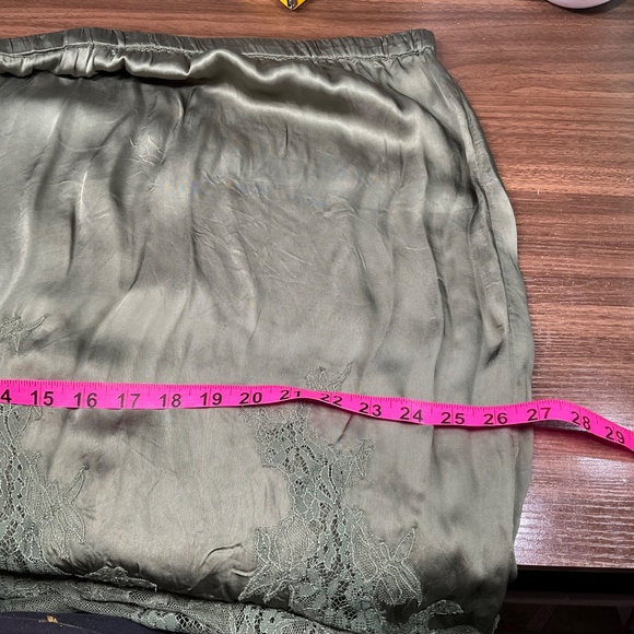 Anthropologie moss green maxi slip skirt satin and lace plus size 3X olive NWOT - Picture 14 of 16